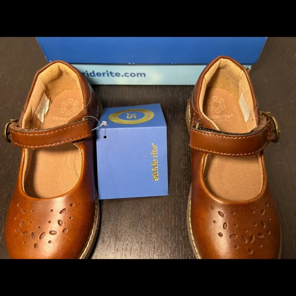 Stride Rite Mara Mary Jane Shoes Cdar Brown Little Kids/Girls 10W (Wide)